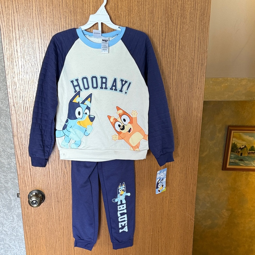 Bluey Kids sweatshirt and pants Set - Navy and Cream
